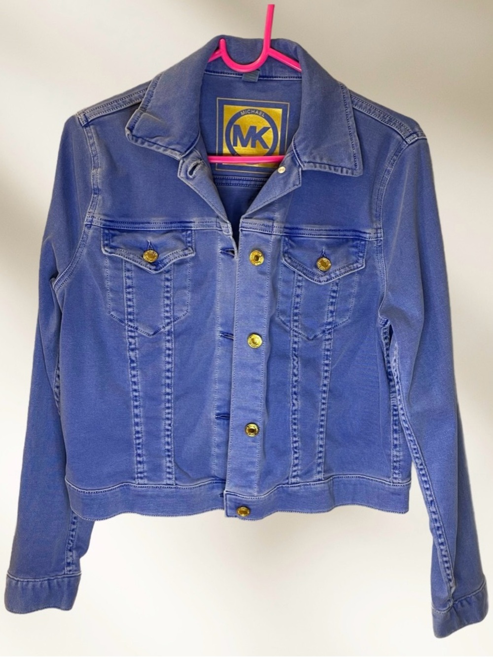 Michael Kors MK Women's Oxford Blue Jacket Size M Button Front Collared Pockets
